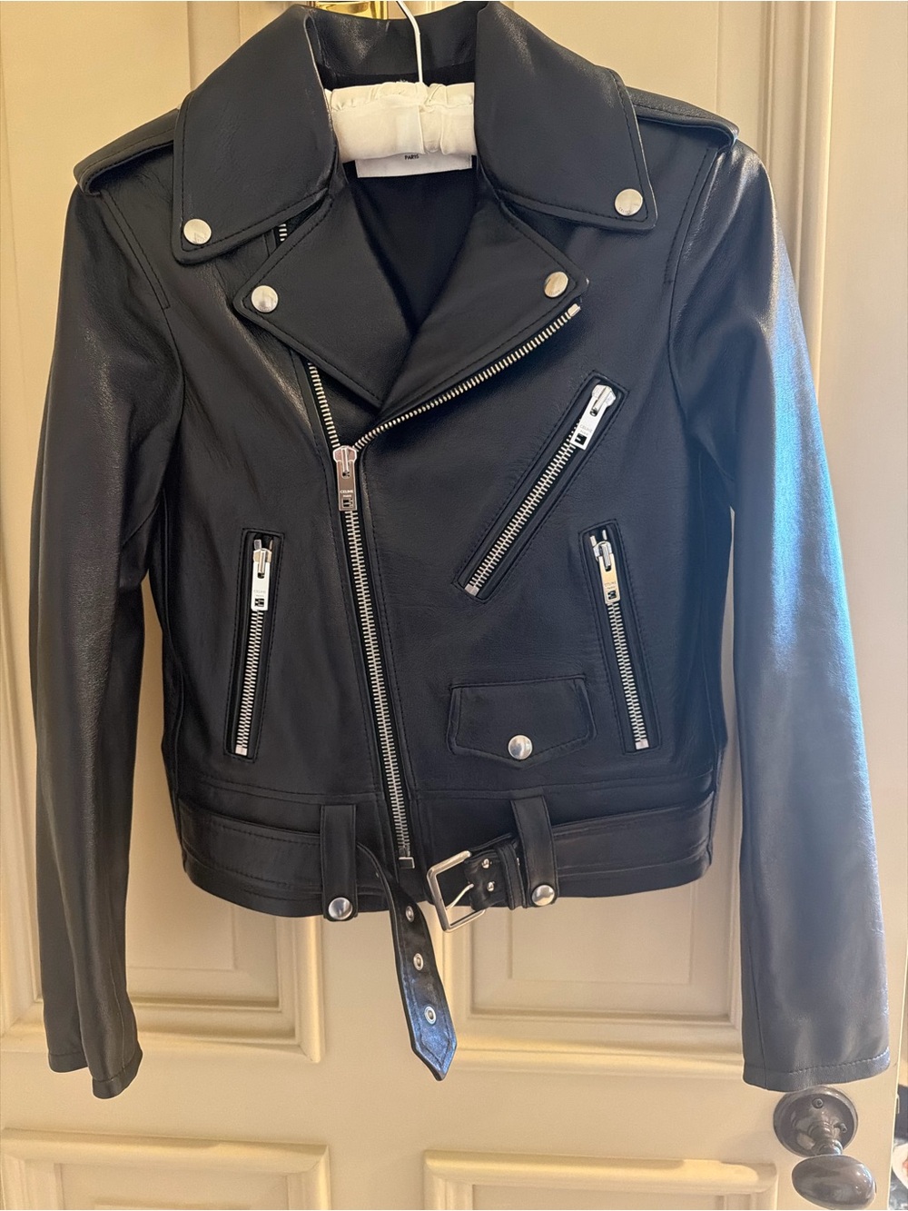 Celine Black Leather Moto Jacket